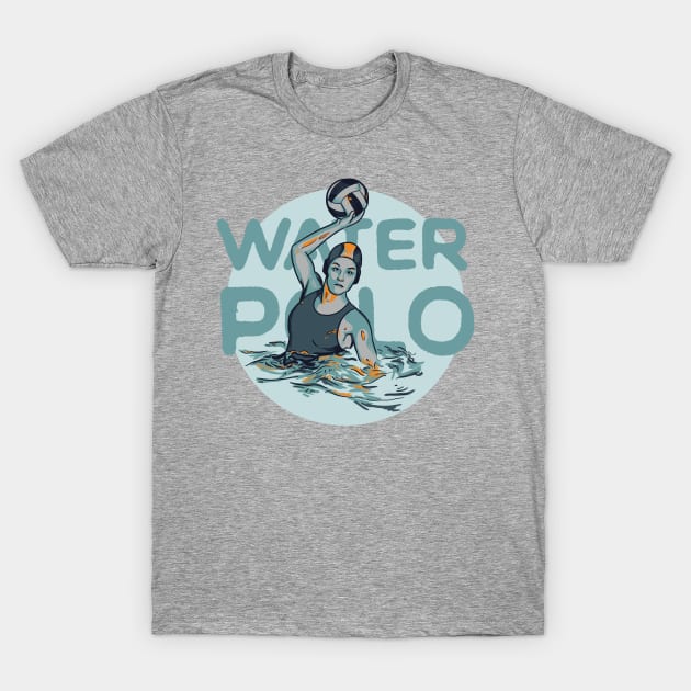 Water Polo Vintage Woman Shooting T-Shirt by polliadesign